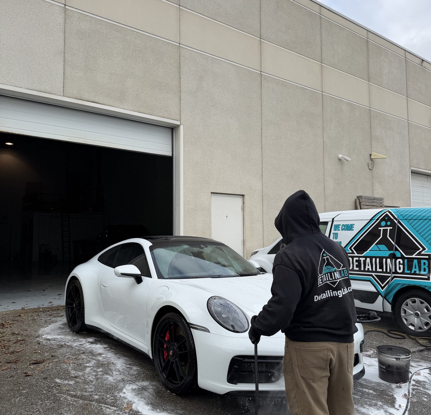 Exterior car wash completed at Burlington Ontario driveway